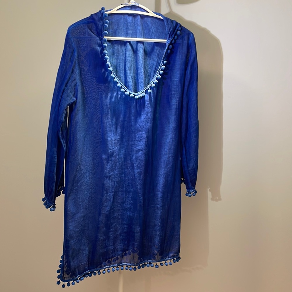 Blue transparent summer dress to wear over a swimming suit